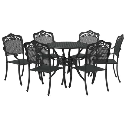 Tuin eettafelset 7 pcs Zwart Aluminium