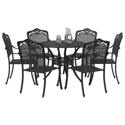 Tuin eettafelset 7 pcs Zwart Aluminium