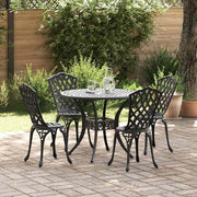 Eettafelset tuin 4 personen aluminium zwart