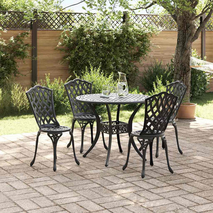 Tuin eettafelset 5 pcs Zwart Aluminium