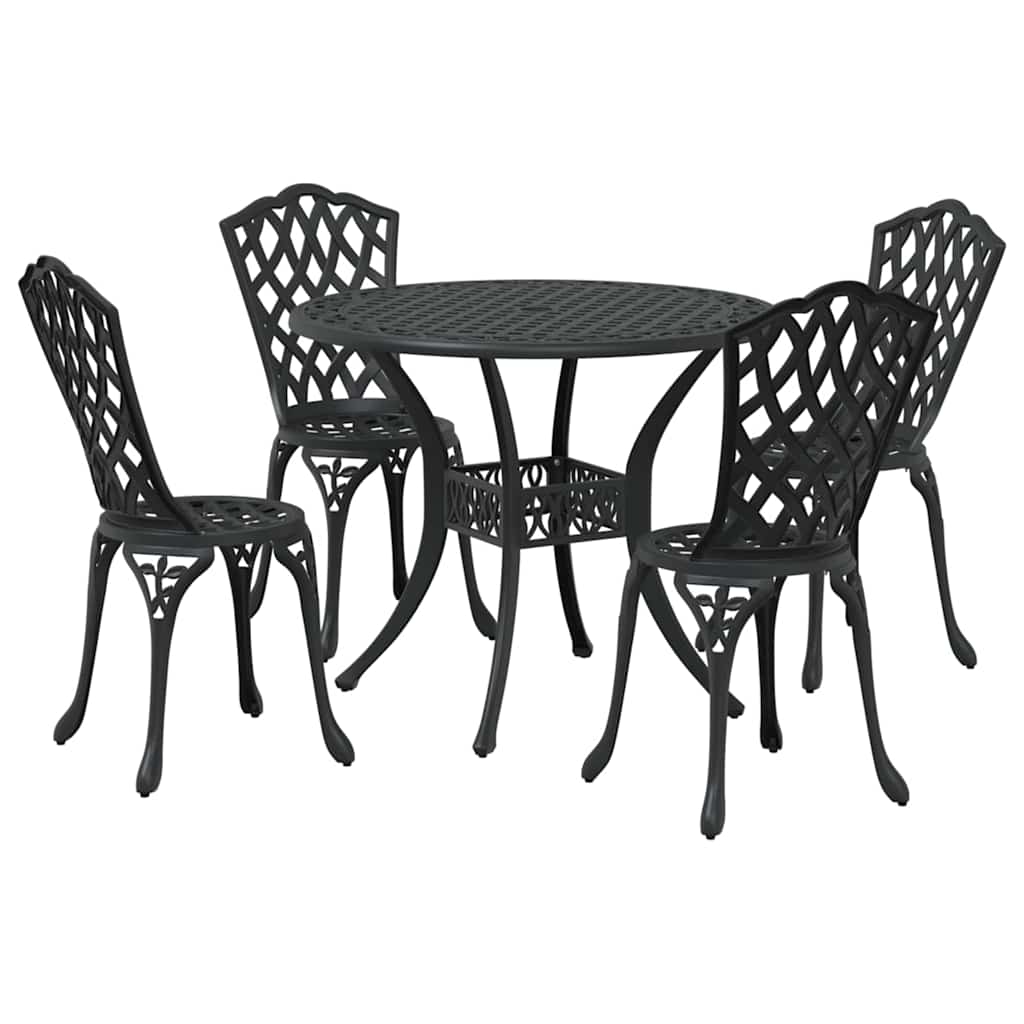 Tuin eettafelset 5 pcs Zwart Aluminium