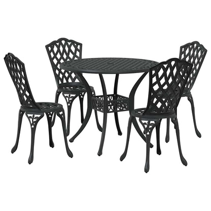 Tuin eettafelset 5 pcs Zwart Aluminium