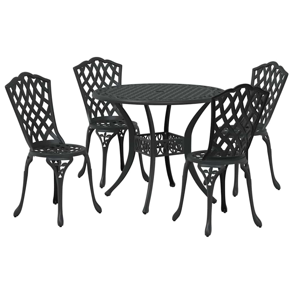 Tuin eettafelset 5 pcs Zwart Aluminium