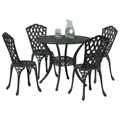 Tuin eettafelset 5 pcs Zwart Aluminium