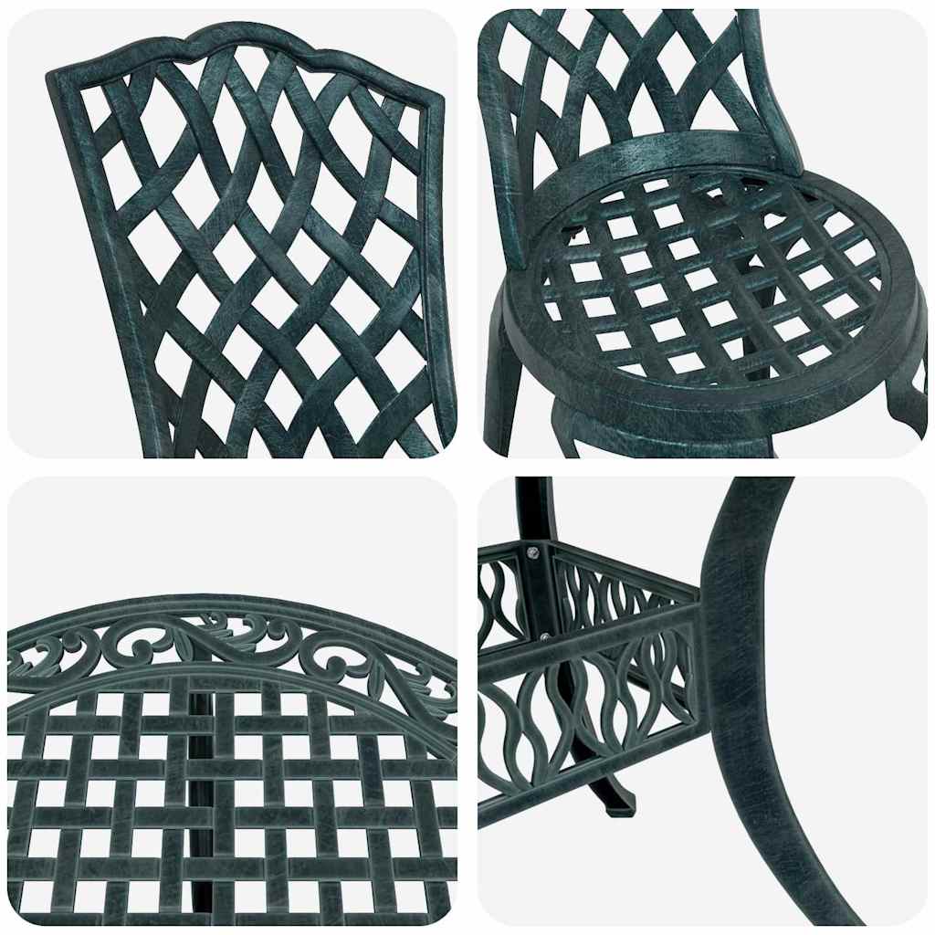 Tuin Eetset 5 Pcs 90 X 90 X 75 Cm Gegoten Aluminium Groen