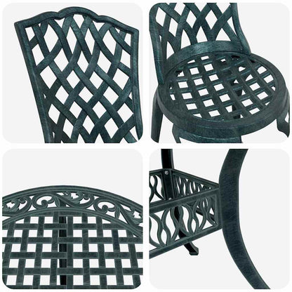 Tuin Eetset 5 Pcs 90 X 90 X 75 Cm Gegoten Aluminium Groen