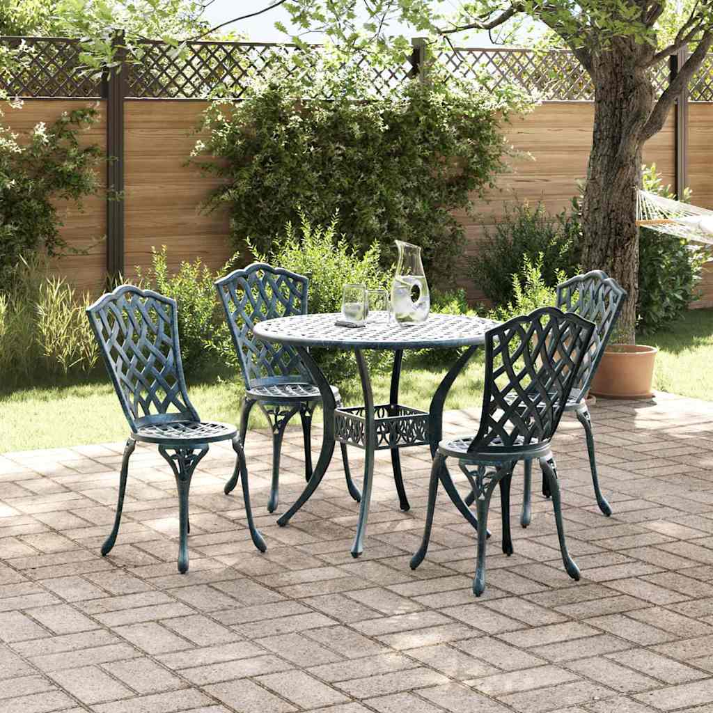 Tuin Eetset 5 Pcs 90 X 90 X 75 Cm Gegoten Aluminium Groen