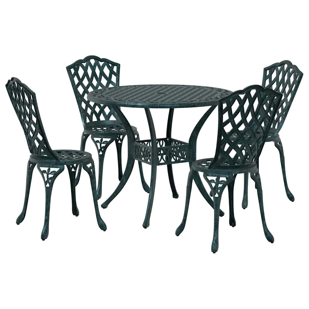 Tuin Eetset 5 Pcs 90 X 90 X 75 Cm Gegoten Aluminium Groen