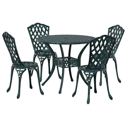 Tuin Eetset 5 Pcs 90 X 90 X 75 Cm Gegoten Aluminium Groen