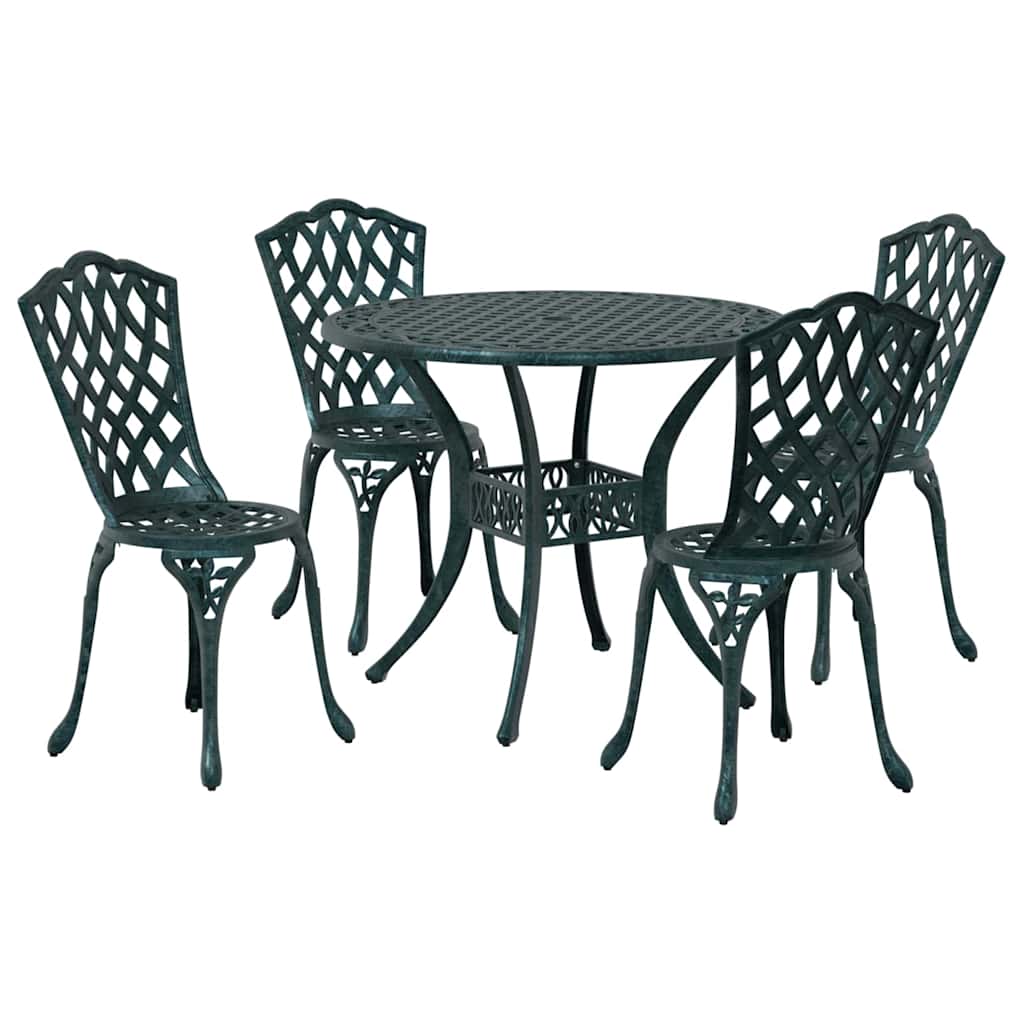 Tuin Eetset 5 Pcs 90 X 90 X 75 Cm Gegoten Aluminium Groen