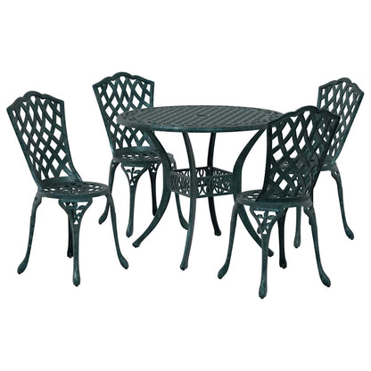 Tuin Eetset 5 Pcs 90 X 90 X 75 Cm Gegoten Aluminium Groen