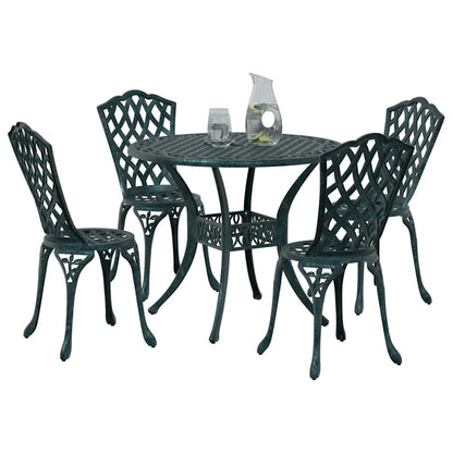 Tuin Eetset 5 Pcs 90 X 90 X 75 Cm Gegoten Aluminium Groen
