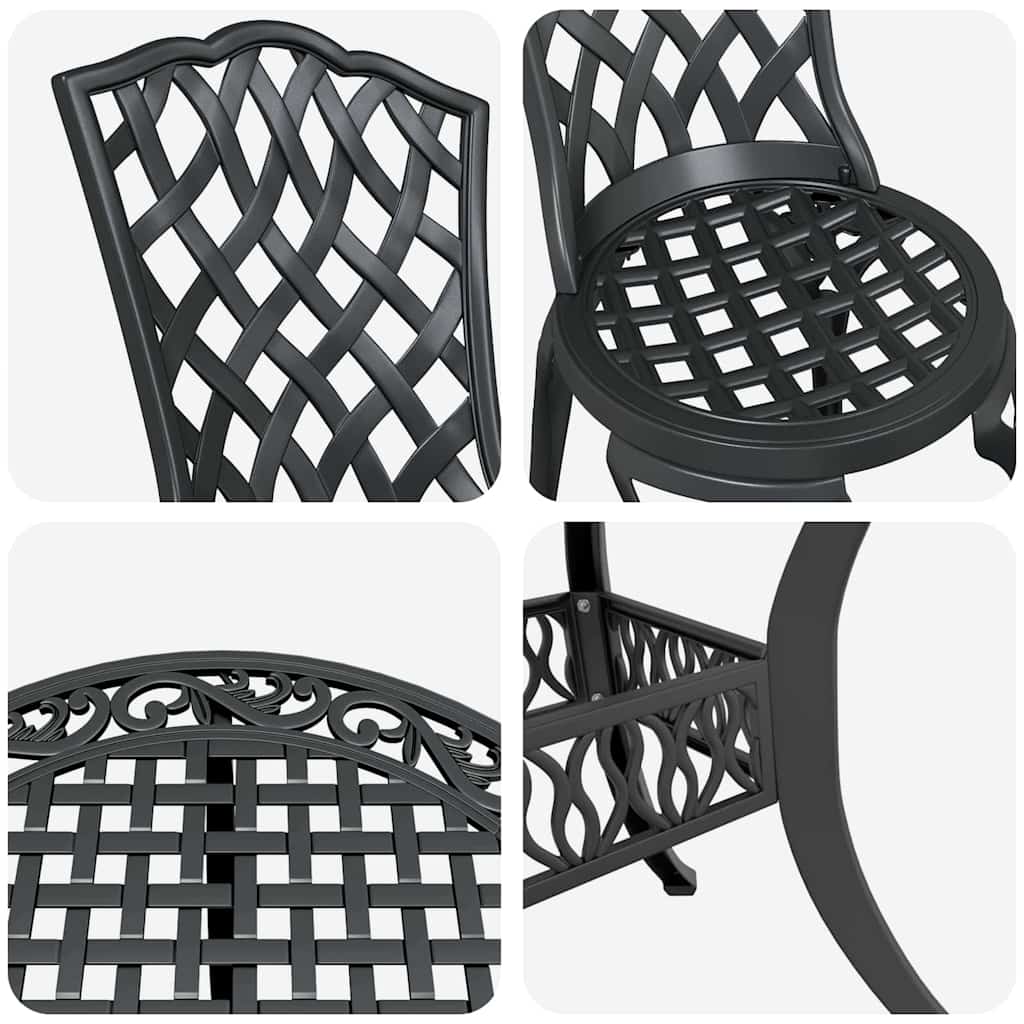 Tuin eettafelset 7 pcs Zwart Aluminium