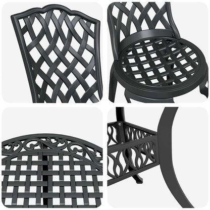 Tuin eettafelset 7 pcs Zwart Aluminium