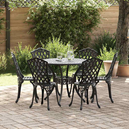 Tuin eettafelset 7 pcs Zwart Aluminium