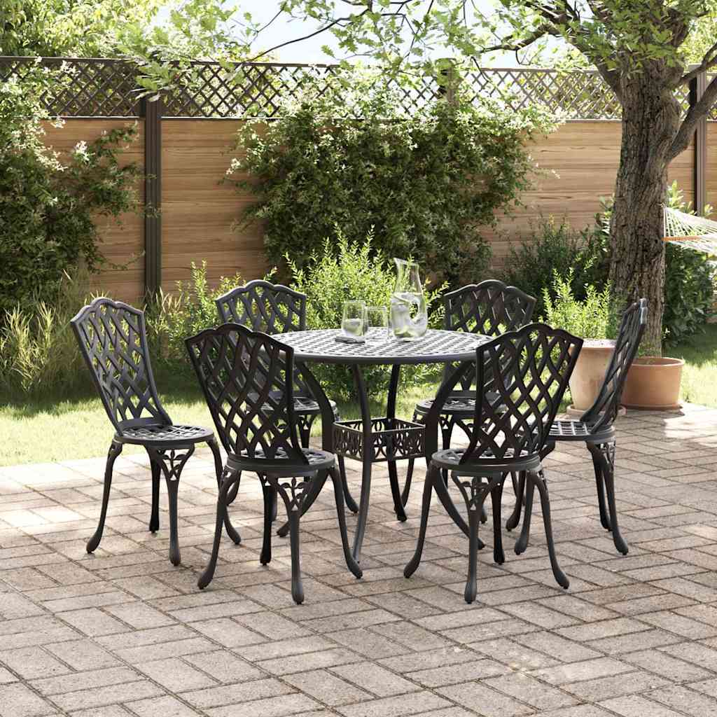 Tuin eettafelset 7 pcs Zwart Aluminium