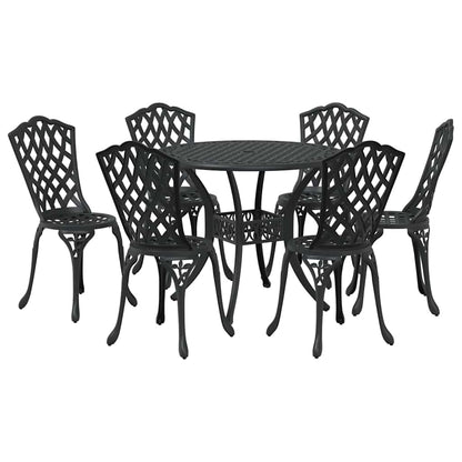 Tuin eettafelset 7 pcs Zwart Aluminium