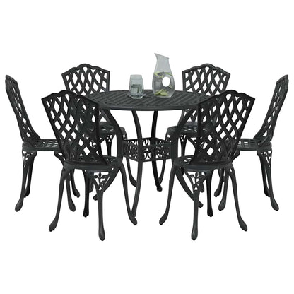 Tuin eettafelset 7 pcs Zwart Aluminium