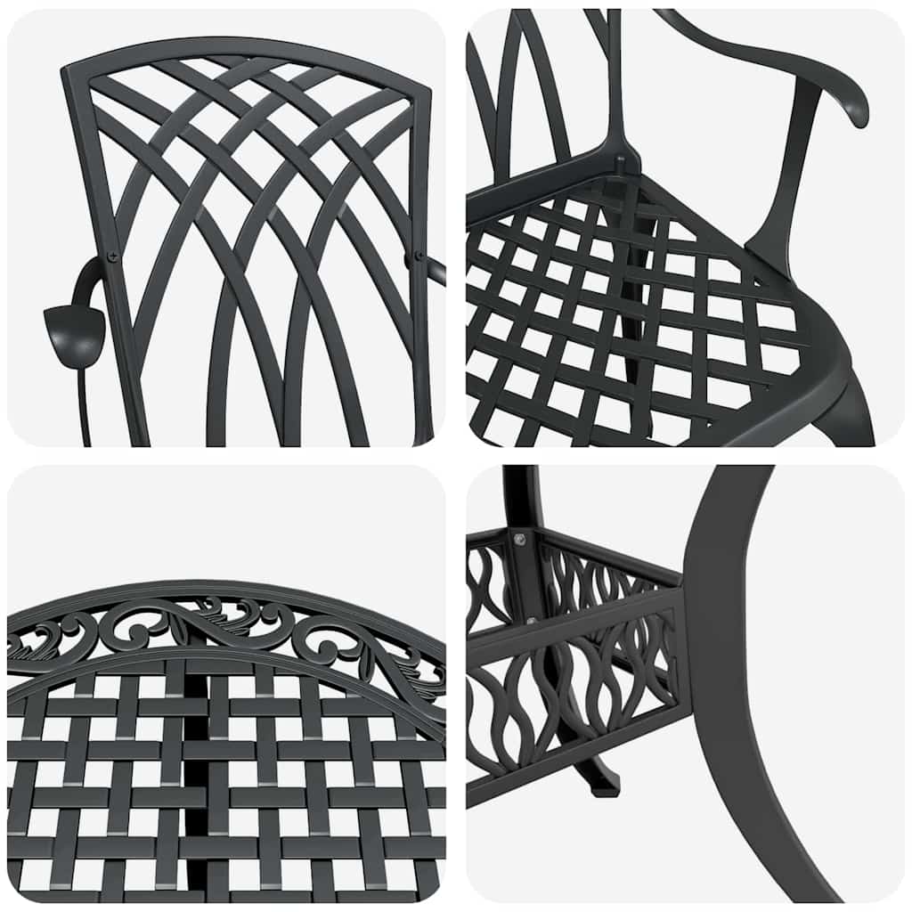Tuin eettafelset 5 pcs Zwart Aluminium