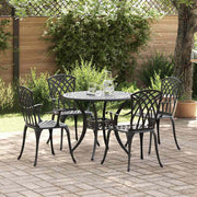 Eettafelset tuin 4 personen aluminium zwart