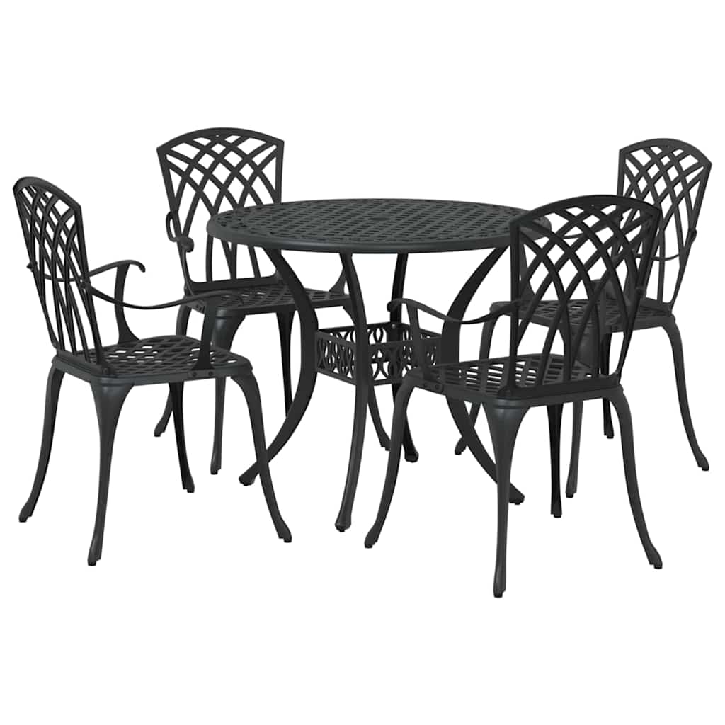 Tuin eettafelset 5 pcs Zwart Aluminium