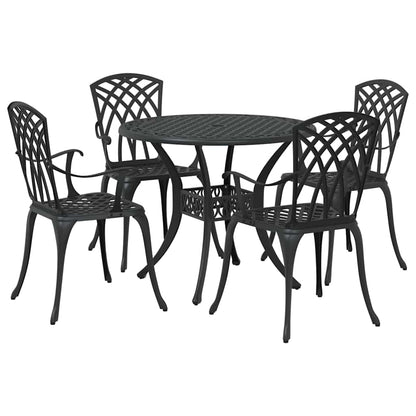 Tuin eettafelset 5 pcs Zwart Aluminium