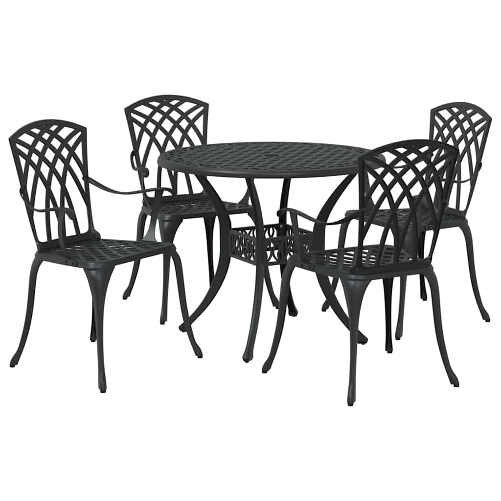 Tuin eettafelset 5 pcs Zwart Aluminium