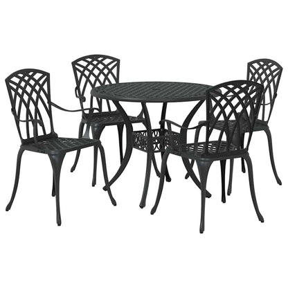 Tuin eettafelset 5 pcs Zwart Aluminium