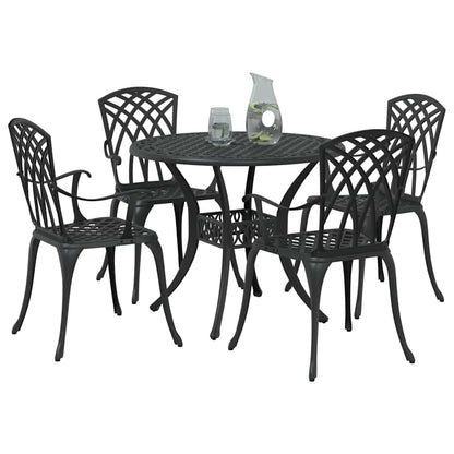 Tuin eettafelset 5 pcs Zwart Aluminium