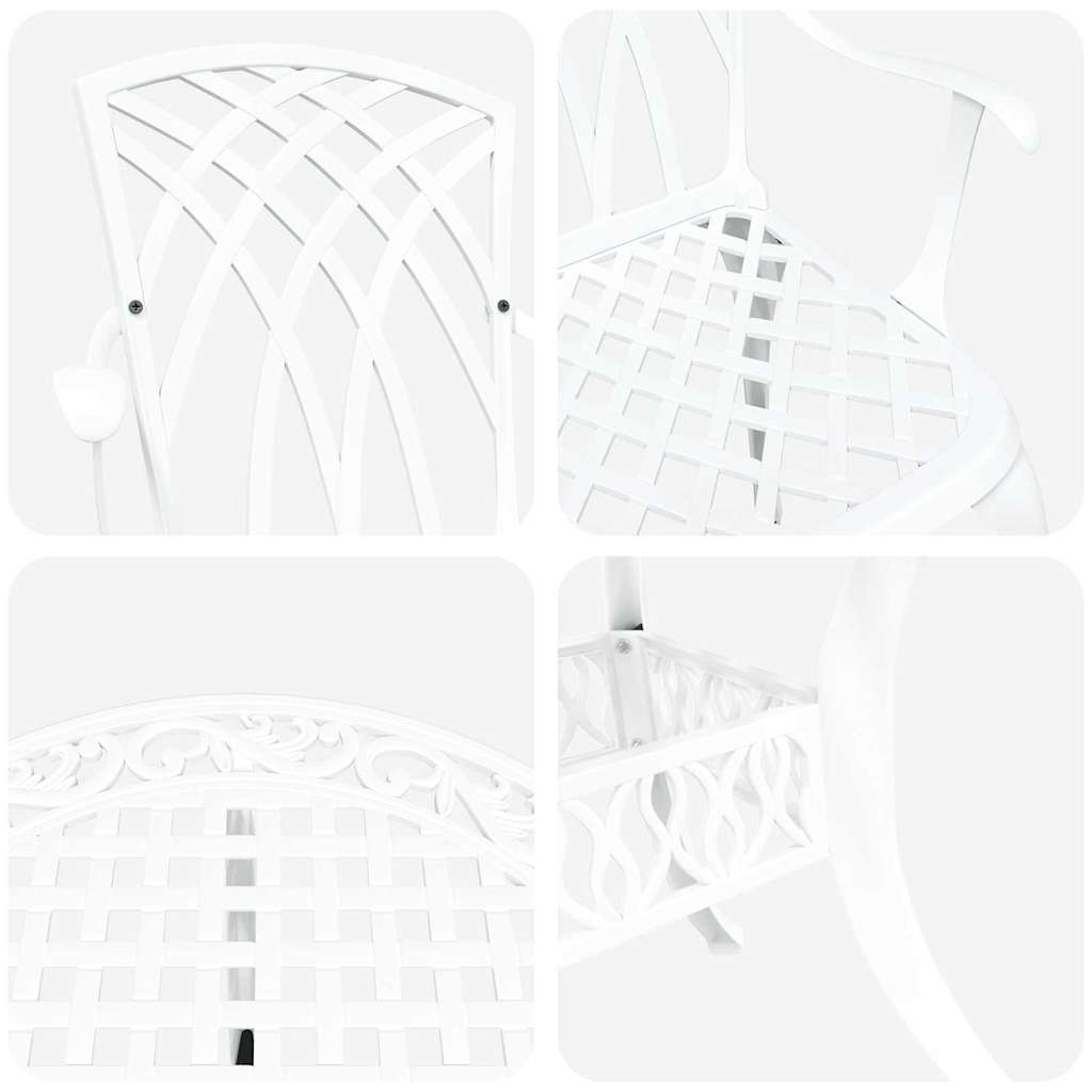 Tuin eettafelset 5 pcs Wit Aluminium
