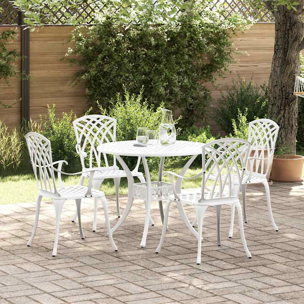 Tuin eettafelset 5 pcs Wit Aluminium