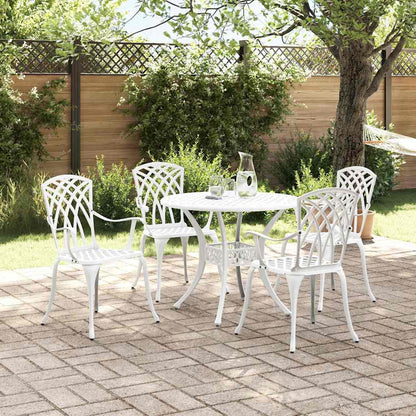 Tuin eettafelset 5 pcs Wit Aluminium