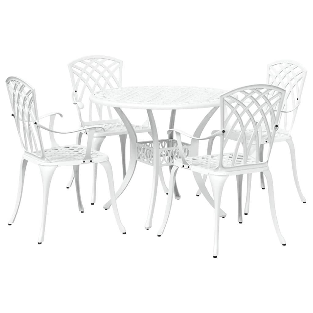 Tuin eettafelset 5 pcs Wit Aluminium