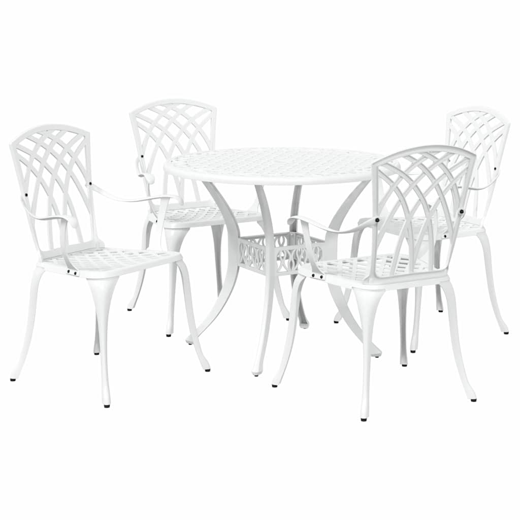 Tuin eettafelset 5 pcs Wit Aluminium