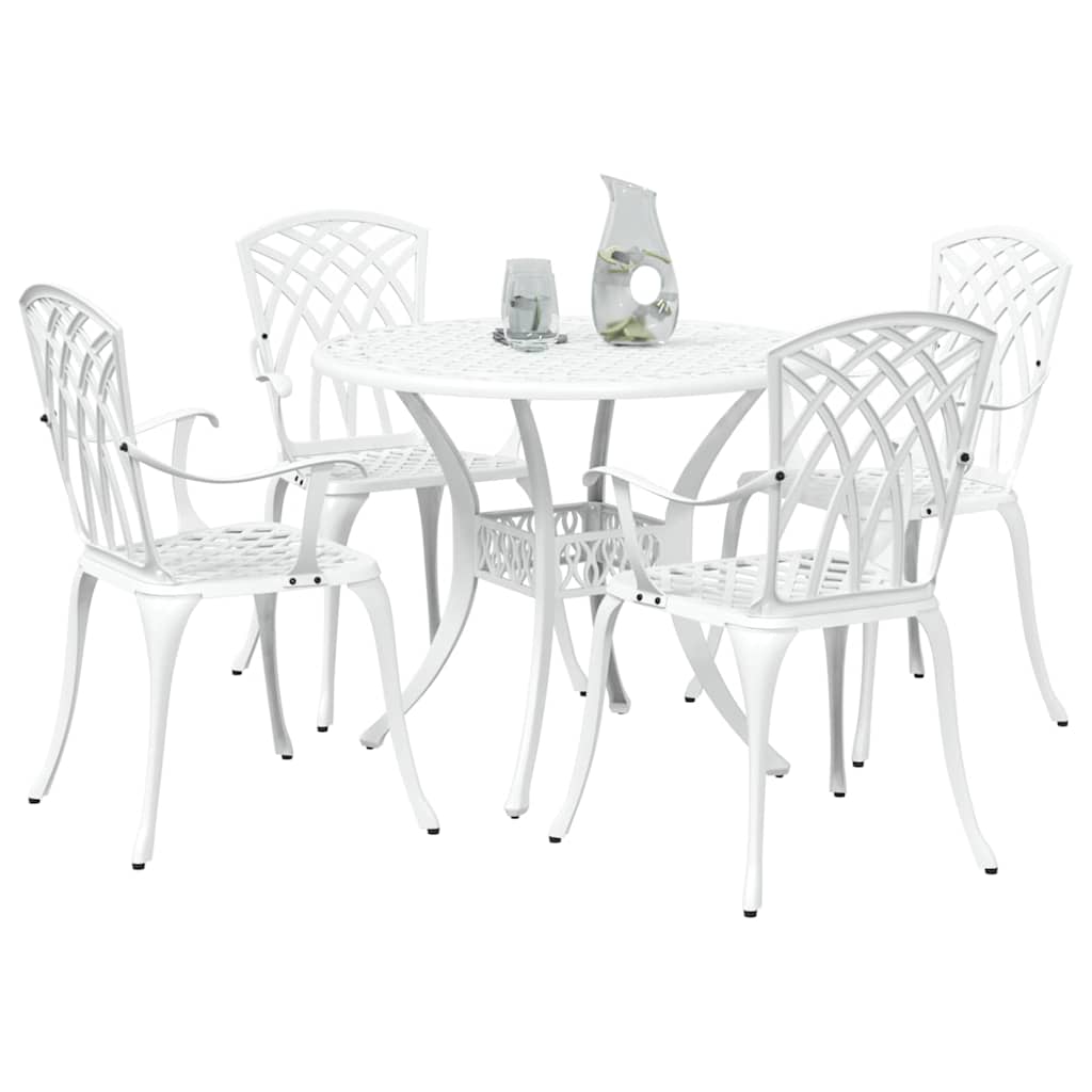 Tuin eettafelset 5 pcs Wit Aluminium
