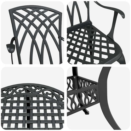 Tuin eettafelset 7 pcs Zwart Aluminium