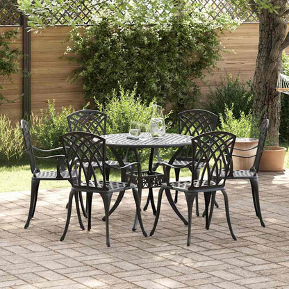 Tuin eettafelset 7 pcs Zwart Aluminium