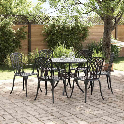 Tuin eettafelset 7 pcs Zwart Aluminium