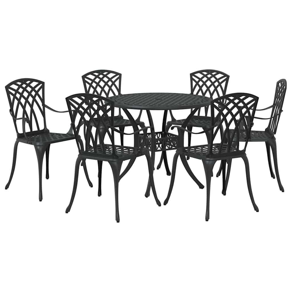 Tuin eettafelset 7 pcs Zwart Aluminium