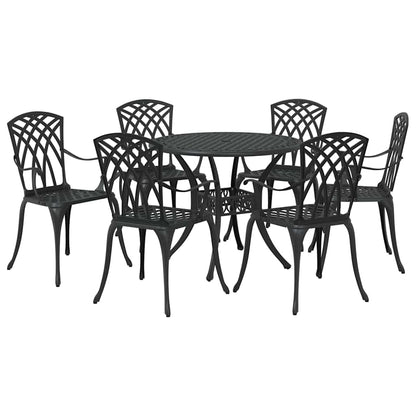 Tuin eettafelset 7 pcs Zwart Aluminium