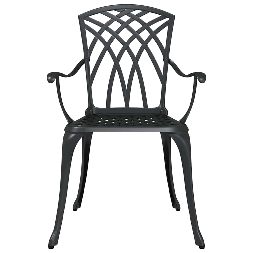 Tuin eettafelset 7 pcs Zwart Aluminium