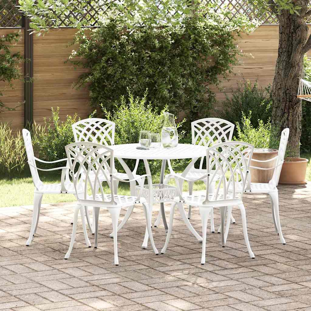 Tuin eettafelset 7 pcs Wit Aluminium