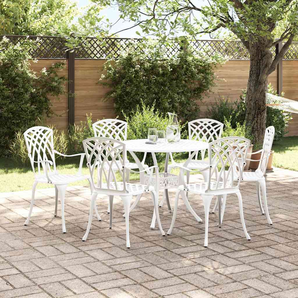 Tuin eettafelset 7 pcs Wit Aluminium