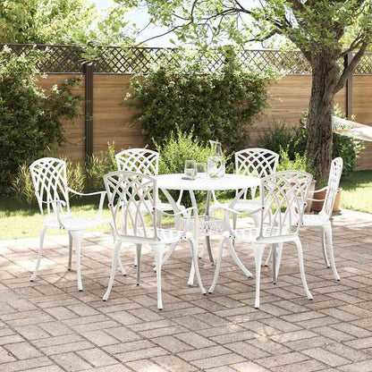 Tuin eettafelset 7 pcs Wit Aluminium