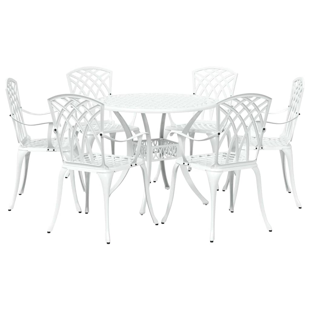 Tuin eettafelset 7 pcs Wit Aluminium