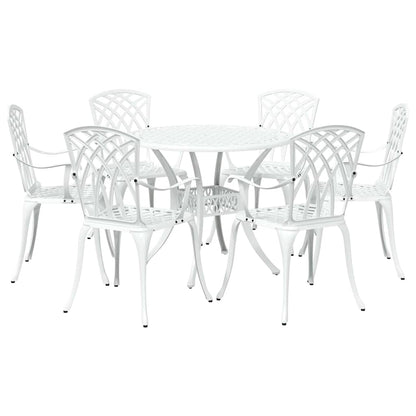 Tuin eettafelset 7 pcs Wit Aluminium