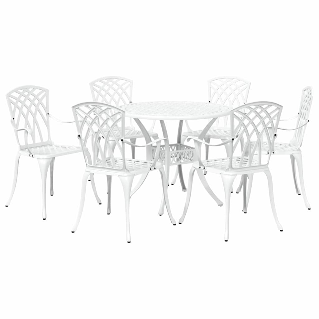 Tuin eettafelset 7 pcs Wit Aluminium