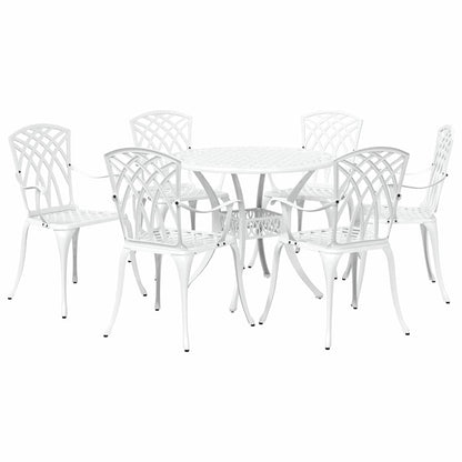 Tuin eettafelset 7 pcs Wit Aluminium