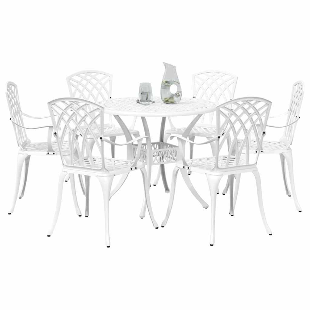 Tuin eettafelset 7 pcs Wit Aluminium