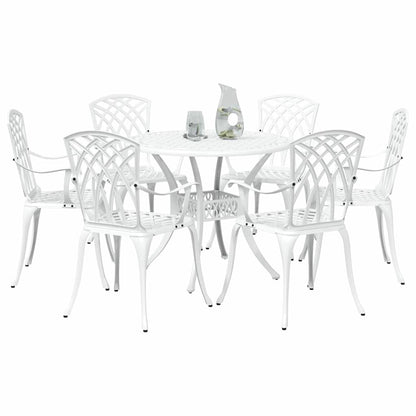 Tuin eettafelset 7 pcs Wit Aluminium